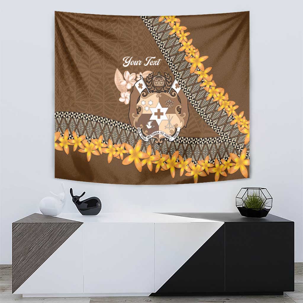 Personalised Tonga Language Week Tapestry Malo e Lelei Tongan Ngatu Pattern - Brown LT14 - Polynesian Pride