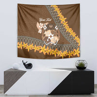 Personalised Tonga Language Week Tapestry Malo e Lelei Tongan Ngatu Pattern - Brown LT14 - Polynesian Pride