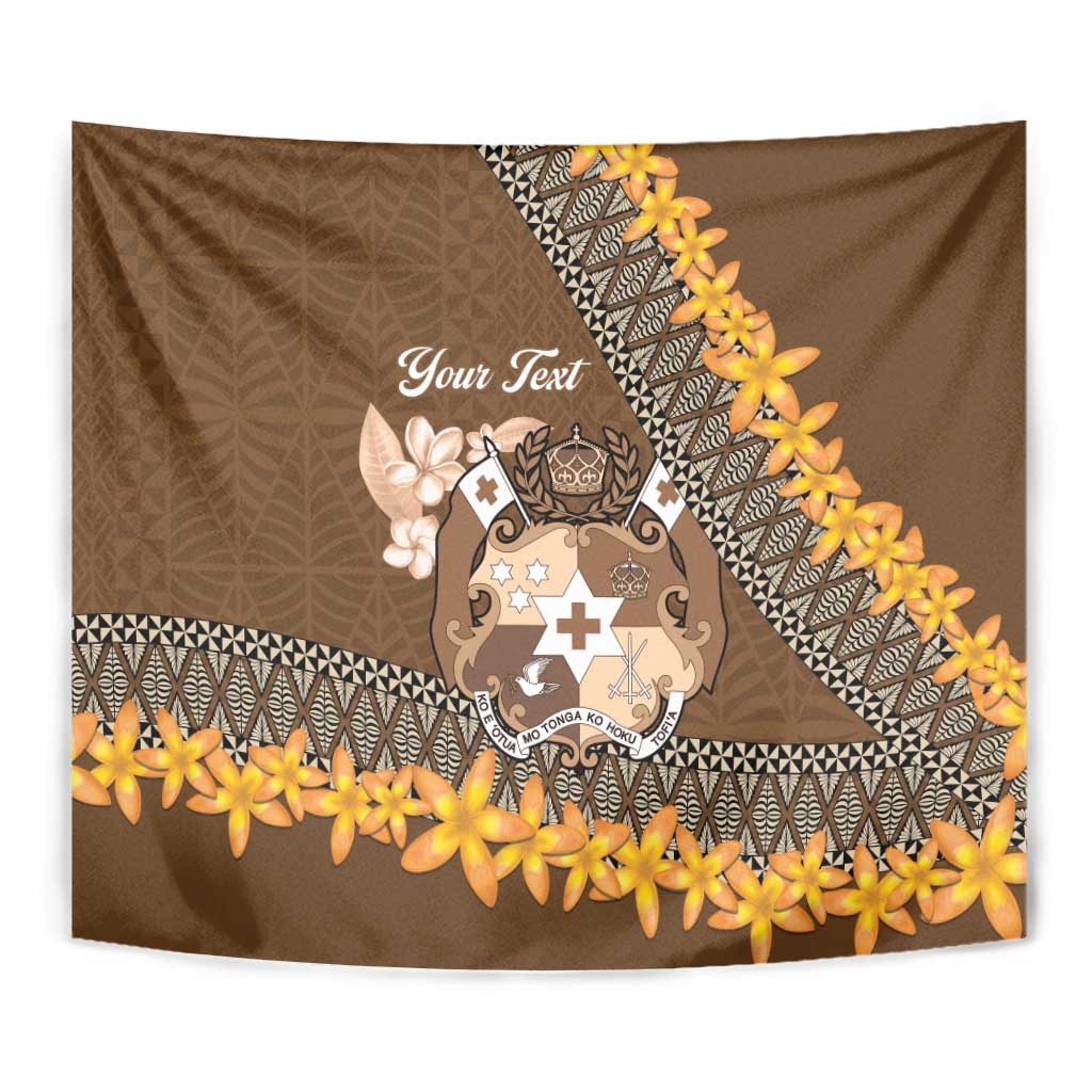 Personalised Tonga Language Week Tapestry Malo e Lelei Tongan Ngatu Pattern - Brown LT14 - Polynesian Pride
