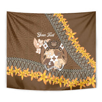 Personalised Tonga Language Week Tapestry Malo e Lelei Tongan Ngatu Pattern - Brown LT14 - Polynesian Pride