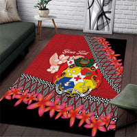 Personalised Tonga Language Week Area Rug Malo e Lelei Tongan Ngatu Pattern - Red LT14 Red - Polynesian Pride