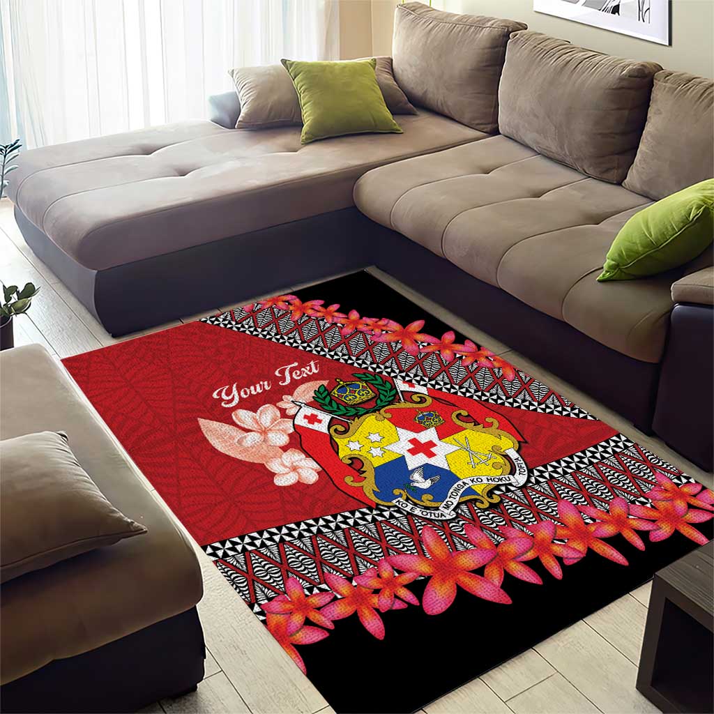 Personalised Tonga Language Week Area Rug Malo e Lelei Tongan Ngatu Pattern - Red LT14 - Polynesian Pride