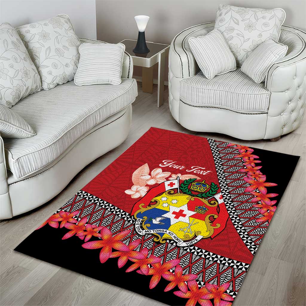 Personalised Tonga Language Week Area Rug Malo e Lelei Tongan Ngatu Pattern - Red LT14 - Polynesian Pride