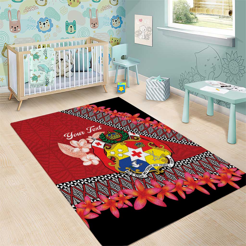 Personalised Tonga Language Week Area Rug Malo e Lelei Tongan Ngatu Pattern - Red LT14 - Polynesian Pride