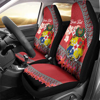 Personalised Tonga Language Week Car Seat Cover Malo e Lelei Tongan Ngatu Pattern - Red