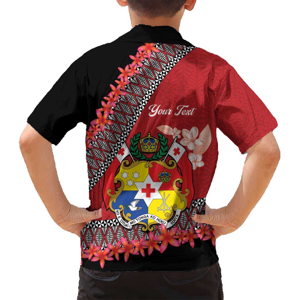 Personalised Tonga Language Week Family Matching Tank Maxi Dress and Hawaiian Shirt Malo e Lelei Tongan Ngatu Pattern - Red LT14 - Polynesian Pride