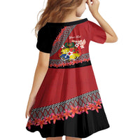 Personalised Tonga Language Week Family Matching Tank Maxi Dress and Hawaiian Shirt Malo e Lelei Tongan Ngatu Pattern - Red LT14 - Polynesian Pride