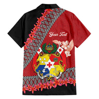 Personalised Tonga Language Week Family Matching Tank Maxi Dress and Hawaiian Shirt Malo e Lelei Tongan Ngatu Pattern - Red LT14 - Polynesian Pride