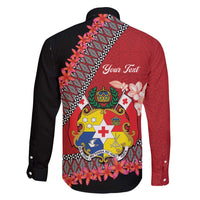 Personalised Tonga Language Week Family Matching Tank Maxi Dress and Hawaiian Shirt Malo e Lelei Tongan Ngatu Pattern - Red LT14 - Polynesian Pride