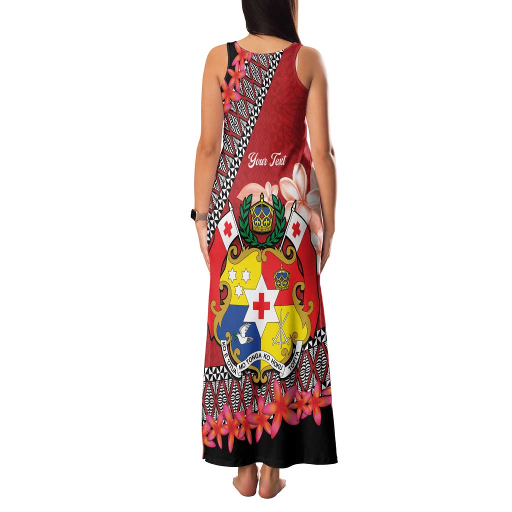 Personalised Tonga Language Week Family Matching Tank Maxi Dress and Hawaiian Shirt Malo e Lelei Tongan Ngatu Pattern - Red LT14 - Polynesian Pride
