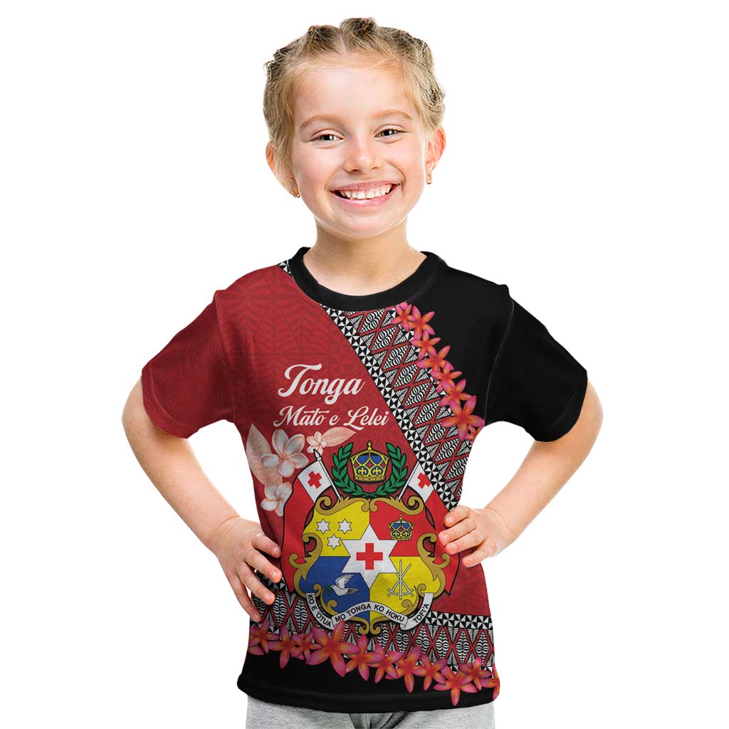 Personalised Tonga Language Week Kid T Shirt Malo e Lelei Tongan Ngatu Pattern - Red LT14 Red - Polynesian Pride