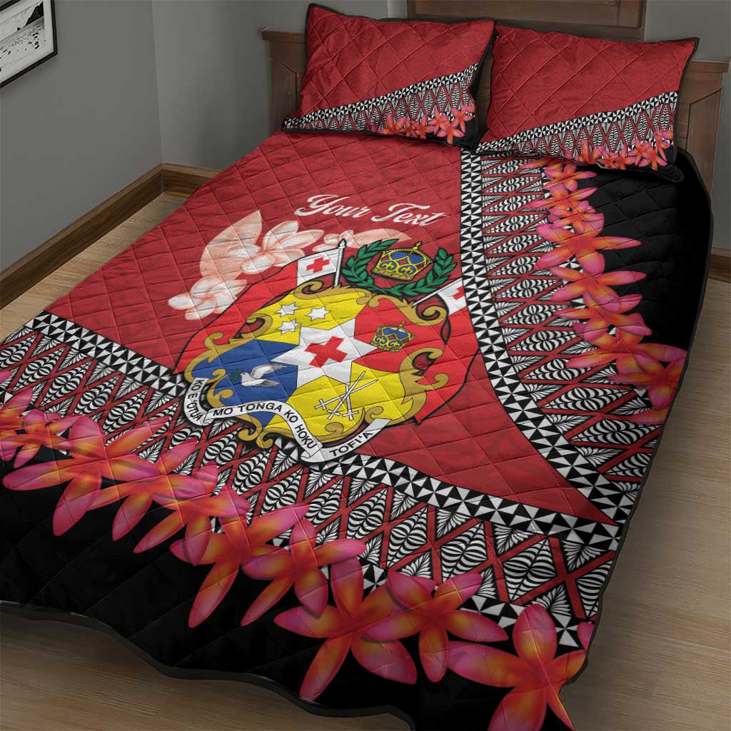 Personalised Tonga Language Week Quilt Bed Set Malo e Lelei Tongan Ngatu Pattern - Red