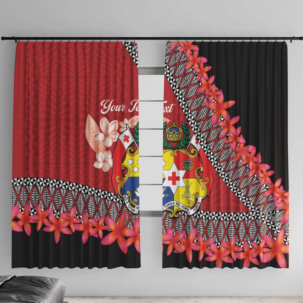 Personalised Tonga Language Week Window Curtain Malo e Lelei Tongan Ngatu Pattern - Red