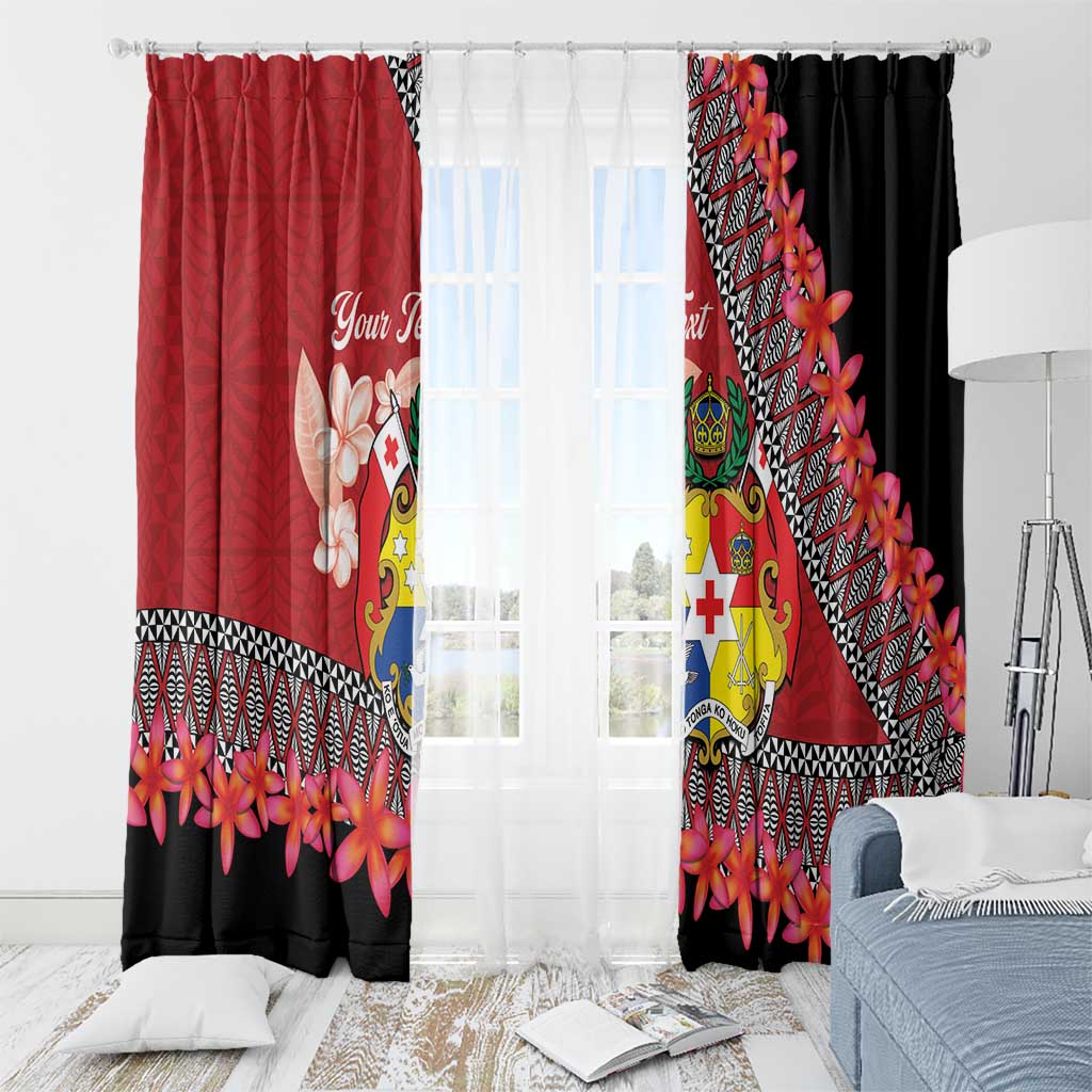 Personalised Tonga Language Week Window Curtain Malo e Lelei Tongan Ngatu Pattern - Red