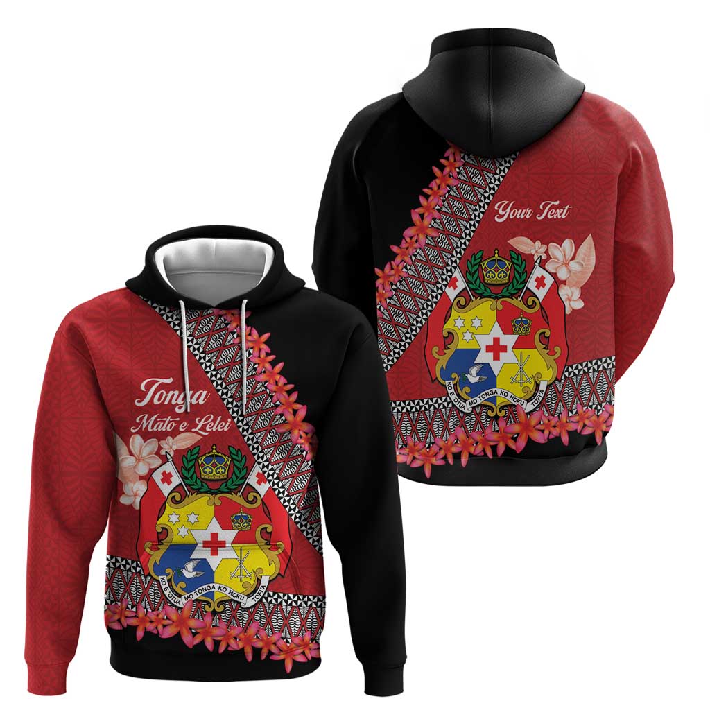 Personalised Tonga Language Week Zip Hoodie Malo e Lelei Tongan Ngatu Pattern - Red
