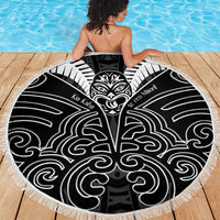 Kia Kaha Te Reo Maori Beach Blanket Aotearoa Hei Tiki With Hongi