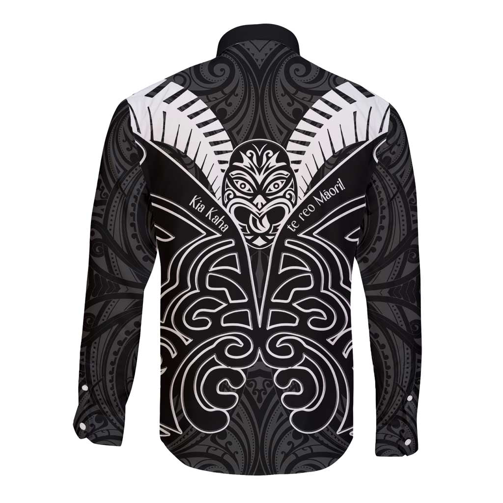 Kia Kaha Te Reo Maori Long Sleeve Button Shirt Aotearoa Hei Tiki With Hongi LT14 - Polynesian Pride