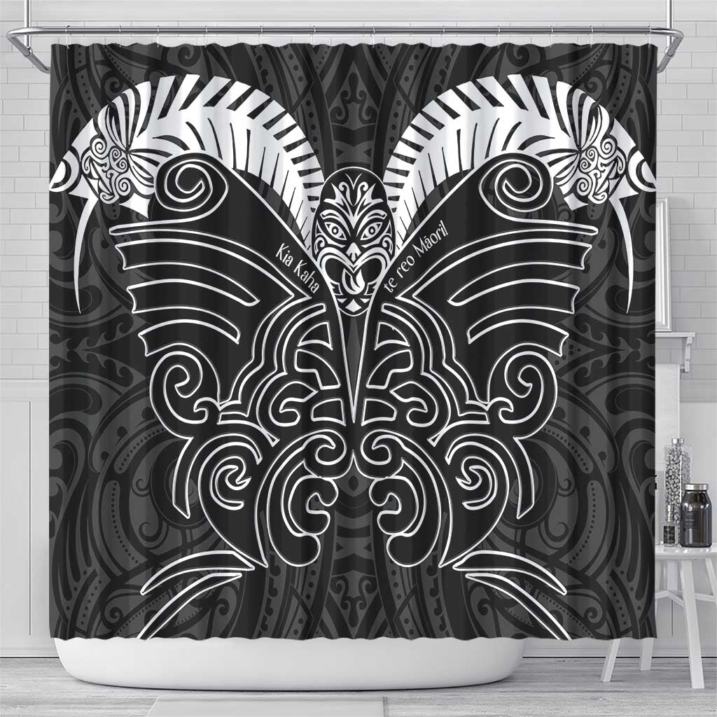 Kia Kaha Te Reo Maori Shower Curtain Aotearoa Hei Tiki With Hongi