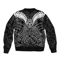 Kia Kaha Te Reo Maori Sleeve Zip Bomber Jacket Aotearoa Hei Tiki With Hongi