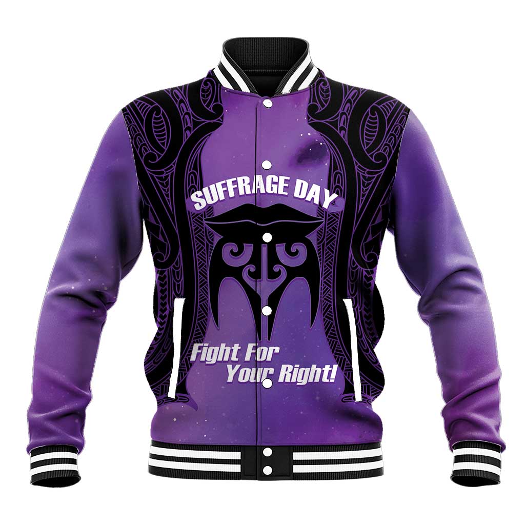 Personalised New Zealand Suffrage Day Baseball Jacket Maori Tattoo Galaxy Vibe - Polynesian Pride