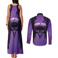 Personalised New Zealand Suffrage Day Couples Matching Tank Maxi Dress and Long Sleeve Button Shirt Maori Tattoo Galaxy Vibe - Polynesian Pride