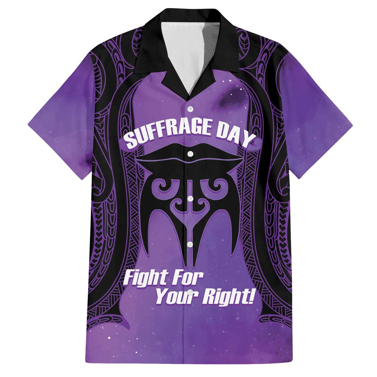 Personalised New Zealand Suffrage Day Family Matching Off The Shoulder Long Sleeve Dress and Hawaiian Shirt Maori Tattoo Galaxy Vibe - Polynesian Pride