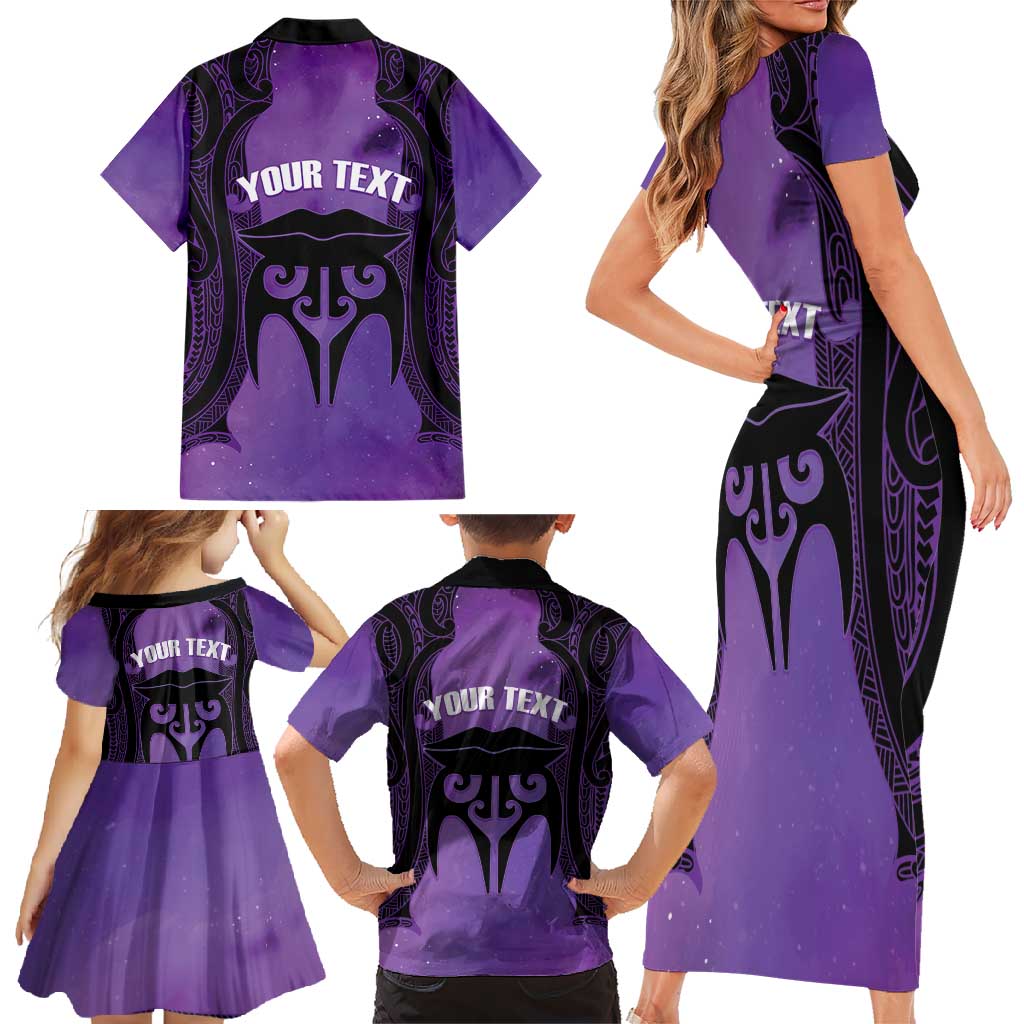 Personalised New Zealand Suffrage Day Family Matching Short Sleeve Bodycon Dress and Hawaiian Shirt Maori Tattoo Galaxy Vibe - Polynesian Pride
