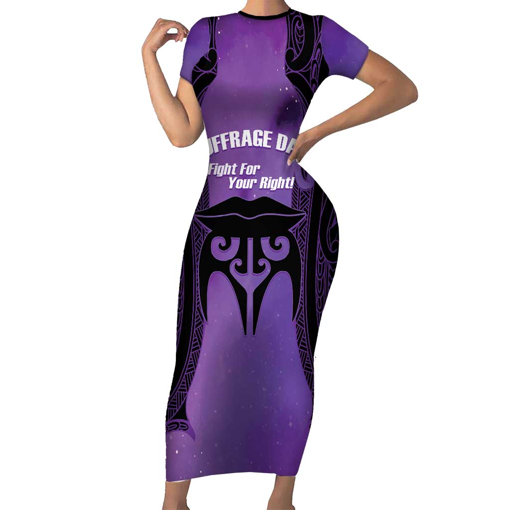 Personalised New Zealand Suffrage Day Family Matching Short Sleeve Bodycon Dress and Hawaiian Shirt Maori Tattoo Galaxy Vibe - Polynesian Pride