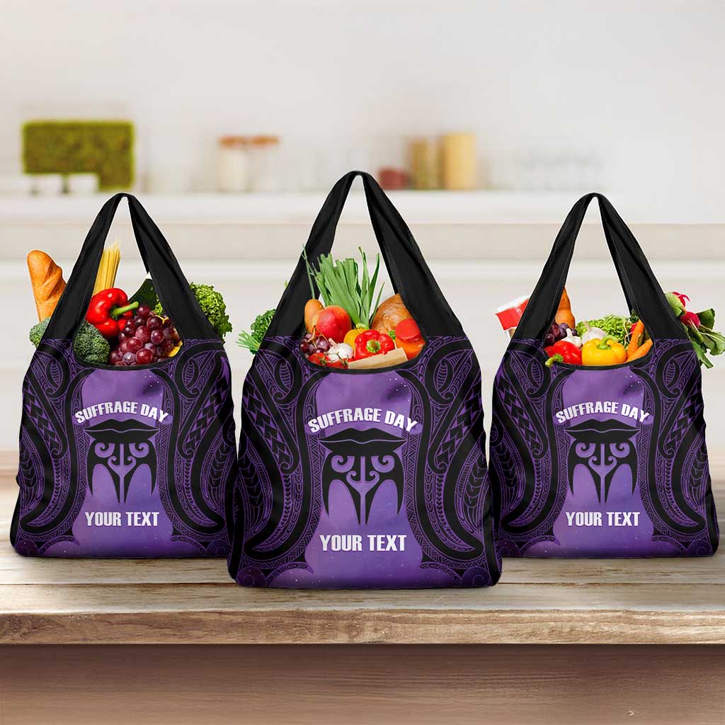 Personalised New Zealand Suffrage Day Grocery Bag Maori Tattoo Galaxy Vibe - Polynesian Pride