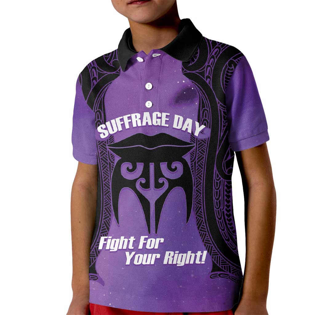 Personalised New Zealand Suffrage Day Kid Polo Shirt Maori Tattoo Galaxy Vibe - Polynesian Pride