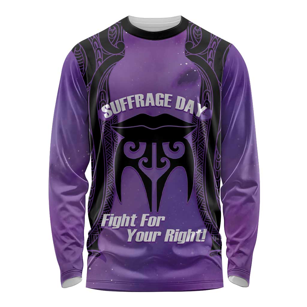Personalised New Zealand Suffrage Day Long Sleeve Shirt Maori Tattoo Galaxy Vibe - Polynesian Pride