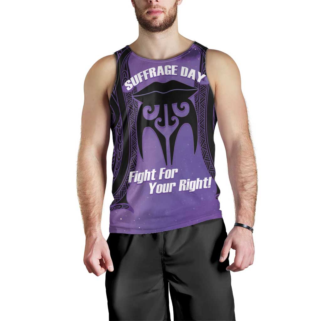 Personalised New Zealand Suffrage Day Men Tank Top Maori Tattoo Galaxy Vibe - Polynesian Pride