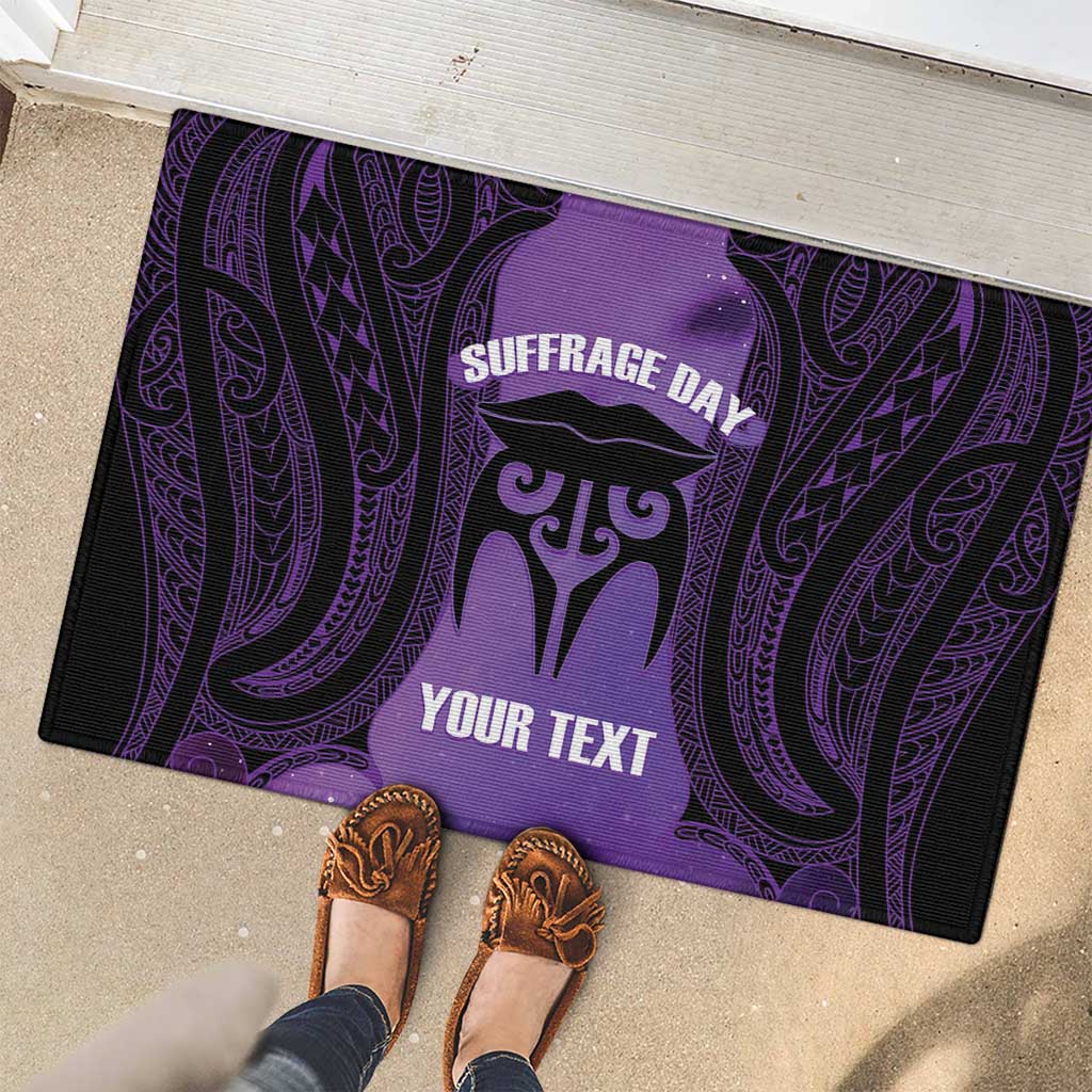 Personalised New Zealand Suffrage Day Rubber Doormat Maori Tattoo Galaxy Vibe - Polynesian Pride