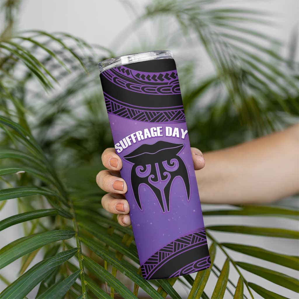 Personalised New Zealand Suffrage Day Skinny Tumbler Maori Tattoo Galaxy Vibe - Polynesian Pride