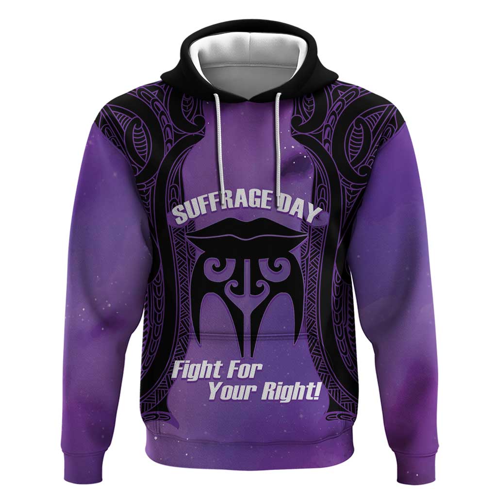 Personalised New Zealand Suffrage Day Zip Hoodie Maori Tattoo Galaxy Vibe - Polynesian Pride