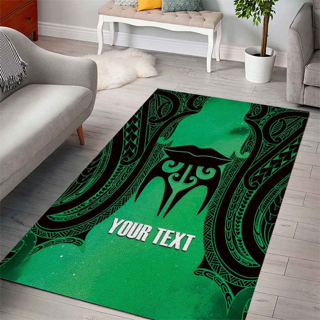 Personalised Moko Kauae New Zealand Area Rug Maori Chin Tattoo Green - Polynesian Pride