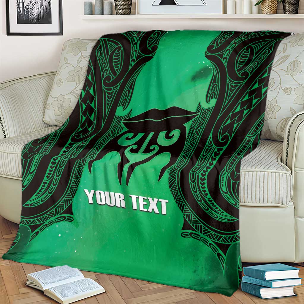 Personalised Moko Kauae New Zealand Blanket Maori Chin Tattoo Green - Polynesian Pride