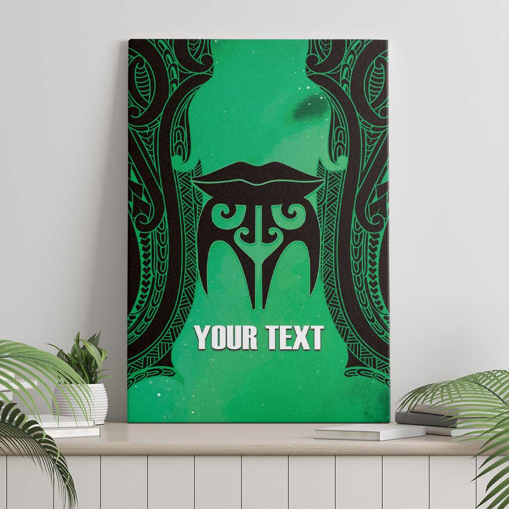 Personalised Moko Kauae New Zealand Canvas Wall Art Maori Chin Tattoo Green - Polynesian Pride
