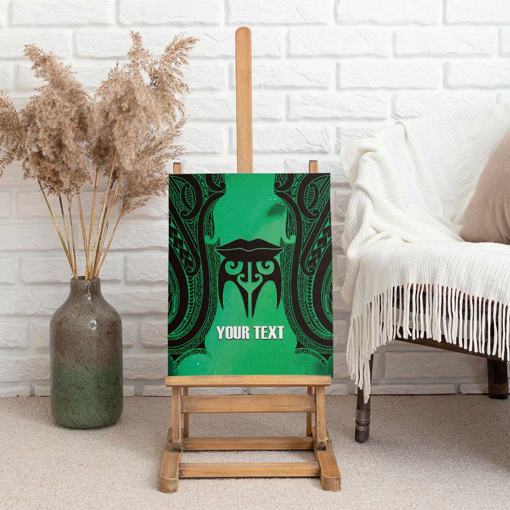 Personalised Moko Kauae New Zealand Canvas Wall Art Maori Chin Tattoo Green - Polynesian Pride