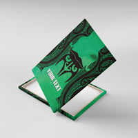 Personalised Moko Kauae New Zealand Canvas Wall Art Maori Chin Tattoo Green - Polynesian Pride