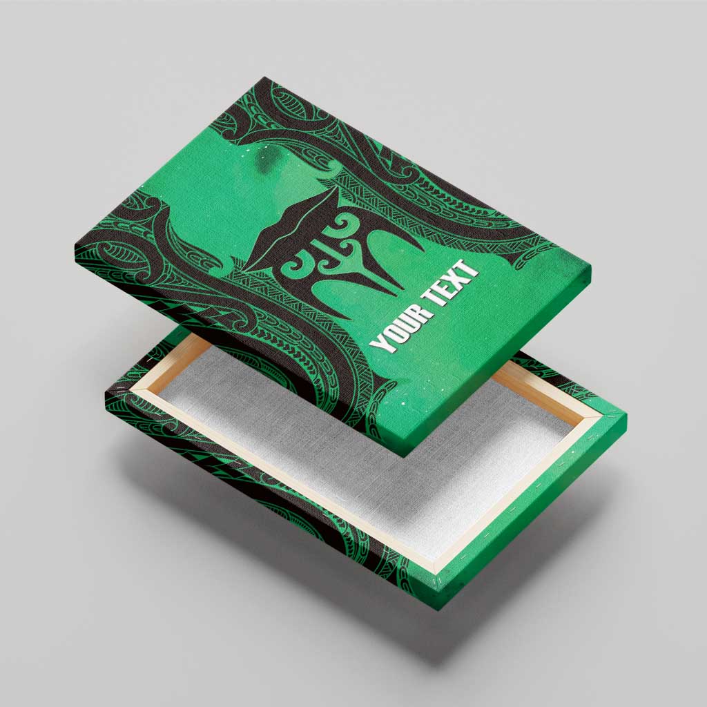 Personalised Moko Kauae New Zealand Canvas Wall Art Maori Chin Tattoo Green - Polynesian Pride