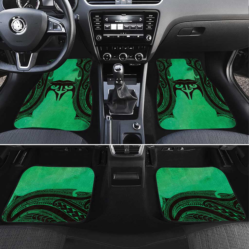 Personalised Moko Kauae New Zealand Car Mats Maori Chin Tattoo Green - Polynesian Pride