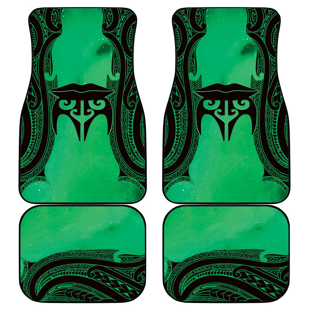 Personalised Moko Kauae New Zealand Car Mats Maori Chin Tattoo Green - Polynesian Pride