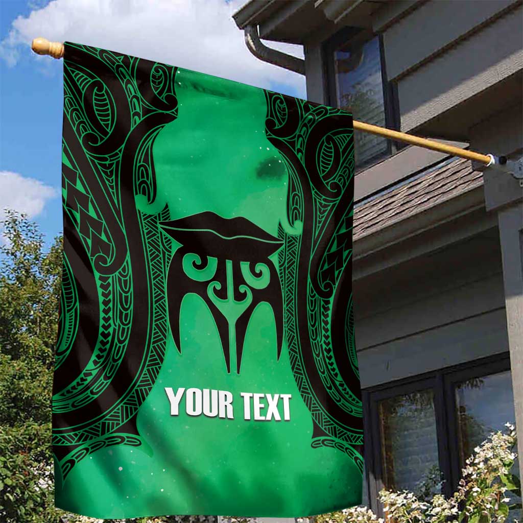 Personalised Moko Kauae New Zealand Garden Flag Maori Chin Tattoo Green - Polynesian Pride