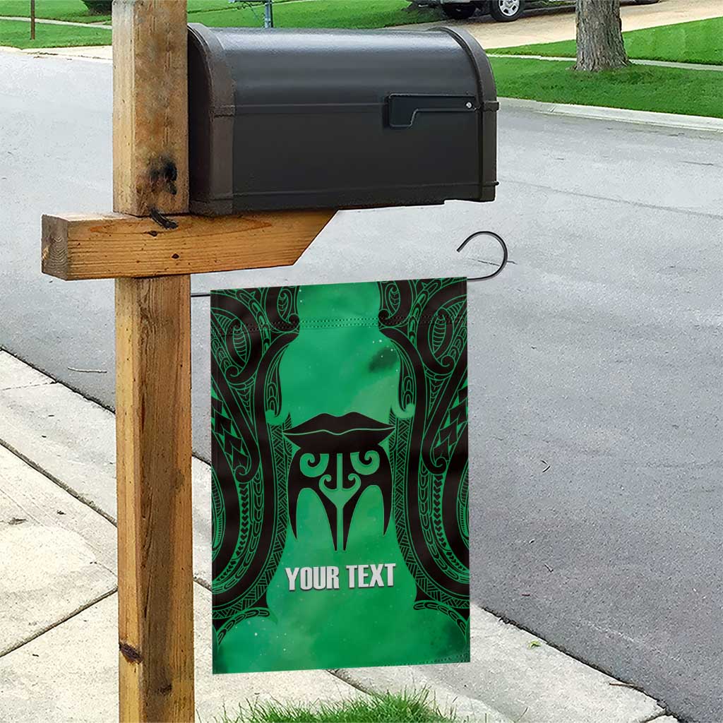 Personalised Moko Kauae New Zealand Garden Flag Maori Chin Tattoo Green - Polynesian Pride