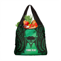 Personalised Moko Kauae New Zealand Grocery Bag Maori Chin Tattoo Green - Polynesian Pride