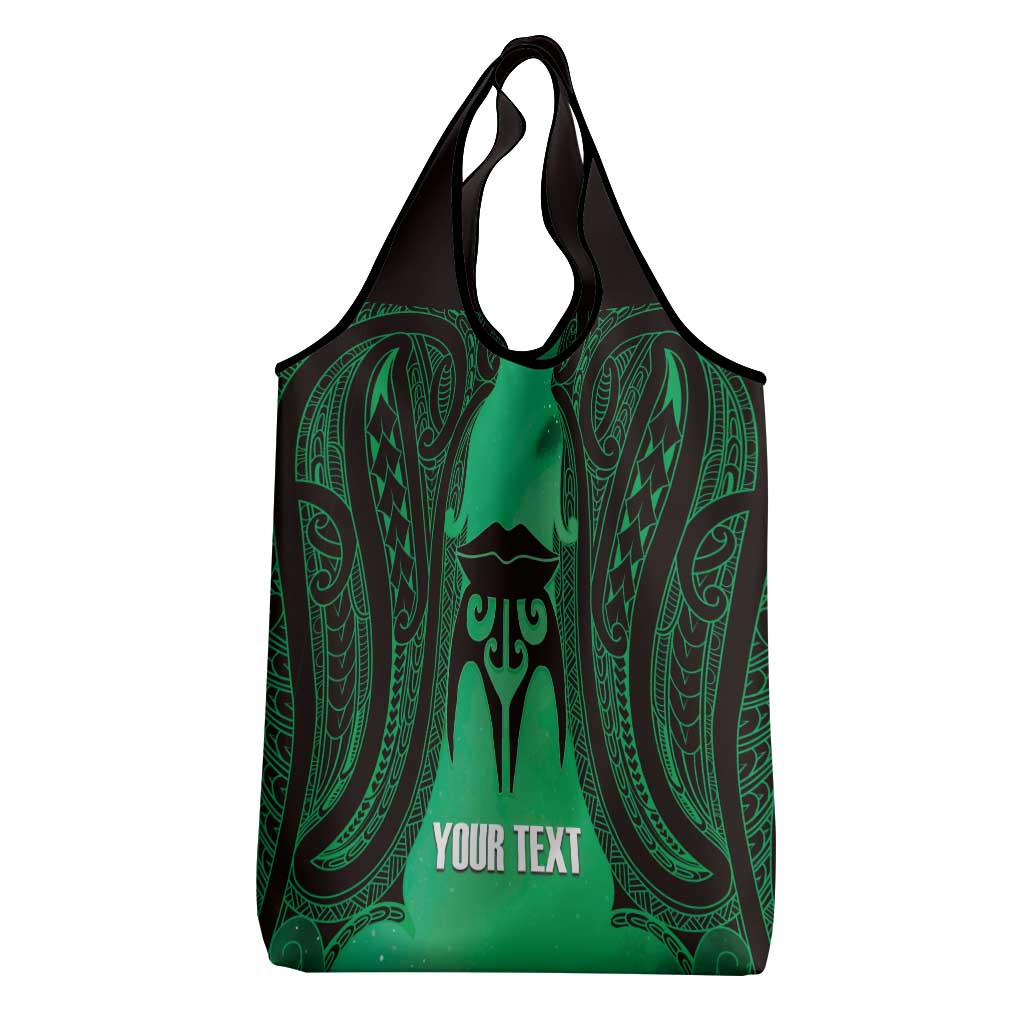 Personalised Moko Kauae New Zealand Grocery Bag Maori Chin Tattoo Green - Polynesian Pride