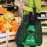 Personalised Moko Kauae New Zealand Grocery Bag Maori Chin Tattoo Green - Polynesian Pride