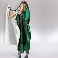 Personalised Moko Kauae New Zealand Hooded Blanket Maori Chin Tattoo Green - Polynesian Pride