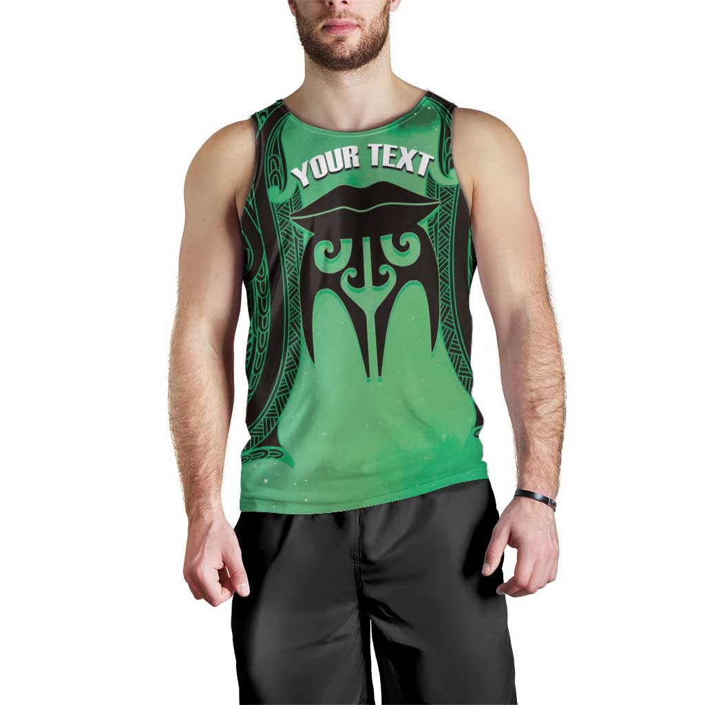 Personalised Moko Kauae New Zealand Men Tank Top Maori Chin Tattoo Green - Polynesian Pride